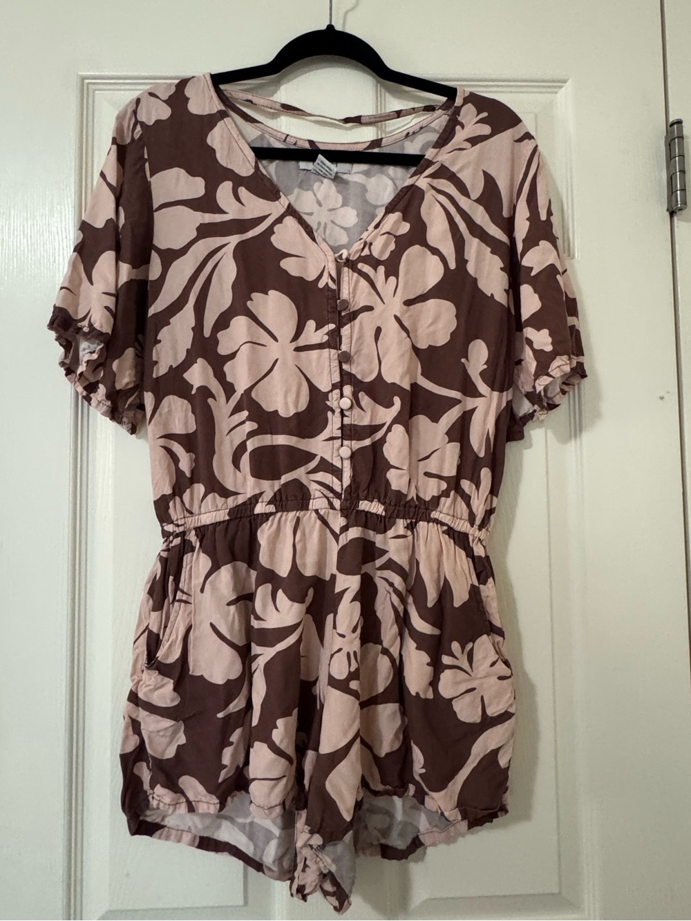Yireh Floral V-Neck Short Sleeve Romper